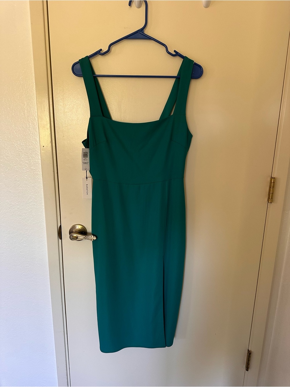 Babaton Teal Square-Neck Midi Dress NWT